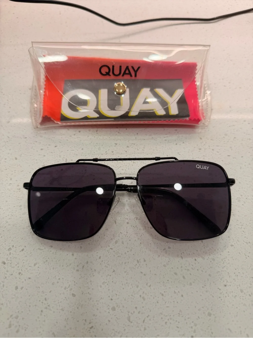 Quay Black Aviator Sunglasses